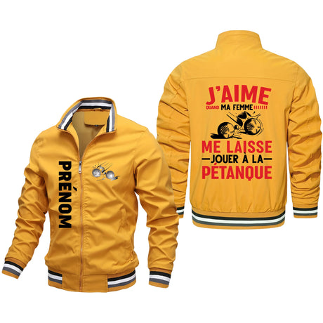 Veste De Sport Personnalisée, J'aime Quand Ma Femme Me Laisse Jouer À La Pétanque - CT10092352 Jaune