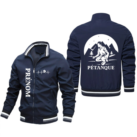 Veste De Sport Pour Pétanqueur, Prénom Et Logo Personnalisés, Cadeau Original Bouliste - CT10092353 Marine