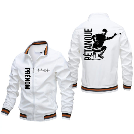 Veste De Sport Pour Pétanqueur, Prénom Et Logo Personnalisés, Cadeau Idéal Pour Bouliste - CT10092354 Blanc