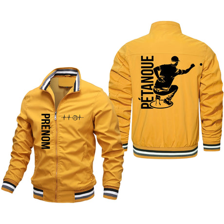 Veste De Sport Pour Pétanqueur, Prénom Et Logo Personnalisés, Cadeau Idéal Pour Bouliste - CT10092354 Jaune