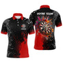 Polo fléchettes rouge et noir homme avec cibles et splash explosion VOTRE TEAM, prénom personnalisé