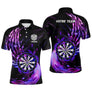 Polo fléchettes violet pourpre homme avec cibles et flammes Flammes Pourpres, prénom et équipe personnalisés