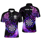 Polo fléchettes violet pourpre homme avec cibles et flammes Flammes Pourpres, prénom et équipe personnalisés