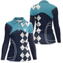 Polo pétanque manches longues femme bleu marine turquoise Performance manche prénom logo personnalisé