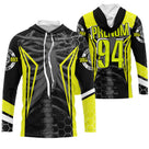 Anti-UV à capuche motocross jaune squelette anatomique, design rock personnalisé pour pilote