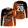 Anti-UV manches longues motocross orange Extreme, tenue piste avec prénom et numéro pour pilote