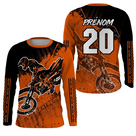 Anti-UV manches longues motocross orange Extreme, tenue piste avec prénom et numéro pour pilote