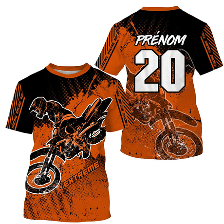 Maillot Cross Protection UV Personnalisé, Moto-Cross Extrême Tout-Terrain Passion - CT20122213 - Tshirt  Col Rond