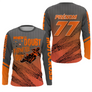 Anti-UV manches longues maillot motocross orange throttle, design dirt bike fonceur personnalisé
