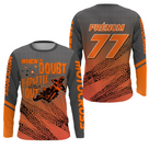 Anti-UV manches longues maillot motocross orange throttle, design dirt bike fonceur personnalisé
