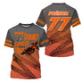 Anti-UV à capuche maillot motocross orange noir, lettrage Motocross slogan throttle et numéro de course personnalisé