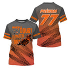 Anti-UV à capuche maillot motocross orange noir, lettrage Motocross slogan throttle et numéro de course personnalisé
