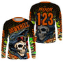 Anti-UV manches longues maillot motocross vert orange Downhill, design dirt bike descente personnalisé