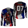 Anti-UV manches longues motocross France tricolore, tenue piste avec prénom et numéro pour pilote