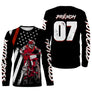 T-shirt manches longues motocross noir rouge MX Racing, design dirt bike personnalisable prénom