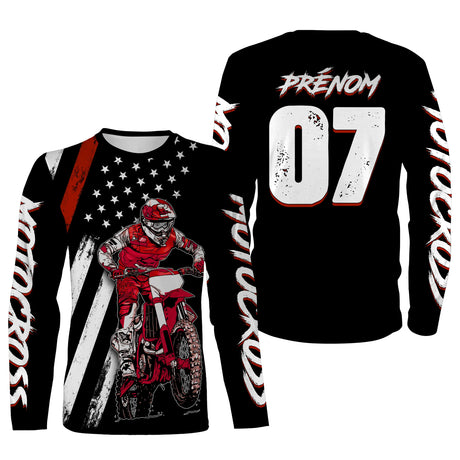 Maillot De Cross MX Racing, Rouge Dirt Bike, Cadeau Personnalisé Fan Motos Tout-Terrain - CT15122232 T-shirt All Over Manches Longues Unisexe