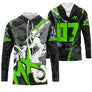 Anti-UV à capuche motocross noir vert lime MX, design dirt bike personnalisé pour compétiteur