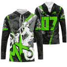 Anti-UV à capuche motocross noir vert lime MX, design dirt bike personnalisé pour compétiteur