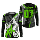 Anti-UV manches longues motocross MX vert lime, tenue piste avec prénom et numéro pour pilote