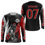 Anti-UV manches longues motocross extreme noir rouge, tenue piste avec prénom et numéro
