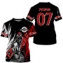 Maillot motocross extreme noir rouge avec motard et lettrage Extreme Motocross, prénom numéro 07 imprimés