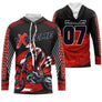 Anti-UV à capuche motocross rouge noir extreme, design dirt bike personnalisé pour compétiteur