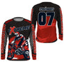 Anti-UV manches longues motocross rouge extreme, tenue piste avec prénom et numéro pour pilote