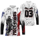 Anti-UV à capuche motocross France blanc rouge bleu, design dirt bike patriotique personnalisé