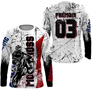 Anti-UV manches longues motocross France tricolore, tenue piste avec prénom et numéro pour pilote