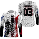 Anti-UV manches longues motocross France tricolore, tenue piste avec prénom et numéro pour pilote