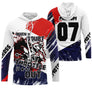 Anti-UV à capuche motocross France throttle no-limit, design dirt bike personnalisé patriote