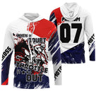 Anti-UV à capuche motocross France throttle no-limit, design dirt bike personnalisé patriote