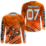 Anti-UV manches longues motocross orange Braaap, tenue piste avec prénom et numéro pour pilote