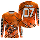 Anti-UV manches longues motocross orange Braaap, tenue piste avec prénom et numéro pour pilote