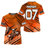 Maillot motocross orange Braaap Racing avec motard MX en course et lettrage Racing, prénom numéro 07