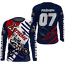 Anti-UV manches longues motocross bleu marine Xtreme, tenue piste avec prénom et numéro pour pilote