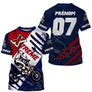 Maillot motocross bleu marine Xtreme avec motard MX et drapeau tricolore, prénom numéro 07 imprimés
