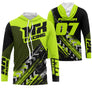 Anti-UV à capuche motocross vert fluo noir, design dirt bike personnalisé pour compétiteur Racing