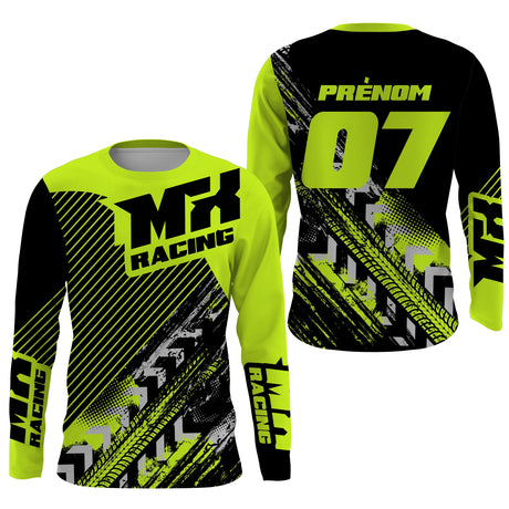 Maillot Cross Protection UV Vert, Cadeau Fan Moto Cross Racing Deux Roues - CT20122217 - Anti-UV Tshirt manches longues