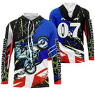 Anti-UV à capuche motocross bleu rouge supercross, design dirt bike personnalisé pour pilote