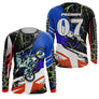 Anti-UV manches longues motocross bleu rouge Cross Super, tenue piste avec prénom et numéro