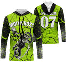 Sweat motocross noir vert lime avec motard MX et lettrage Motocross, prénom numéro 07 imprimés