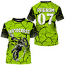 Anti-UV à capuche sweat motocross noir vert fluo, design dirt bike personnalisé pour compétiteur