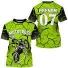 Anti-UV à capuche sweat motocross noir vert fluo, design dirt bike personnalisé pour compétiteur