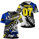 Anti-UV à capuche sweat motocross bleu jaune fluo, design dirt bike Extreme personnalisé