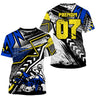 Maillot Cross Protection UV Bleu, Cadeau Personnalisé Pilote Moto Cross, T-shirt De Course Jersey - CT20122228 - T-shirt All Over Col rond