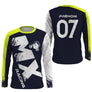 Anti-UV manches longues sweat motocross bleu marine MX, tenue piste avec prénom et numéro