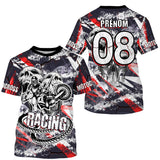Anti-UV à capuche sweat motocross rouge noir crâne, design rock gothique dirt bike personnalisé