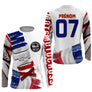 Anti-UV manches longues maillot motocross France tricolore, design dirt bike patriote personnalisé