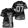 Anti-UV à capuche maillot motocross camo noir, lettrage Motocross Racing et numéro de course personnalisé